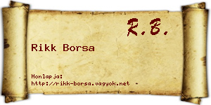 Rikk Borsa névjegykártya